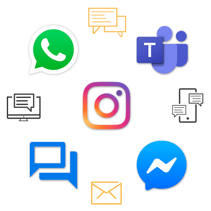 Imagem com ícones de canais de atendimento
