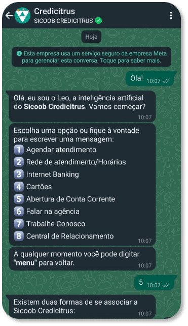 Imagem simulando conversa com chatbot Credicitrus